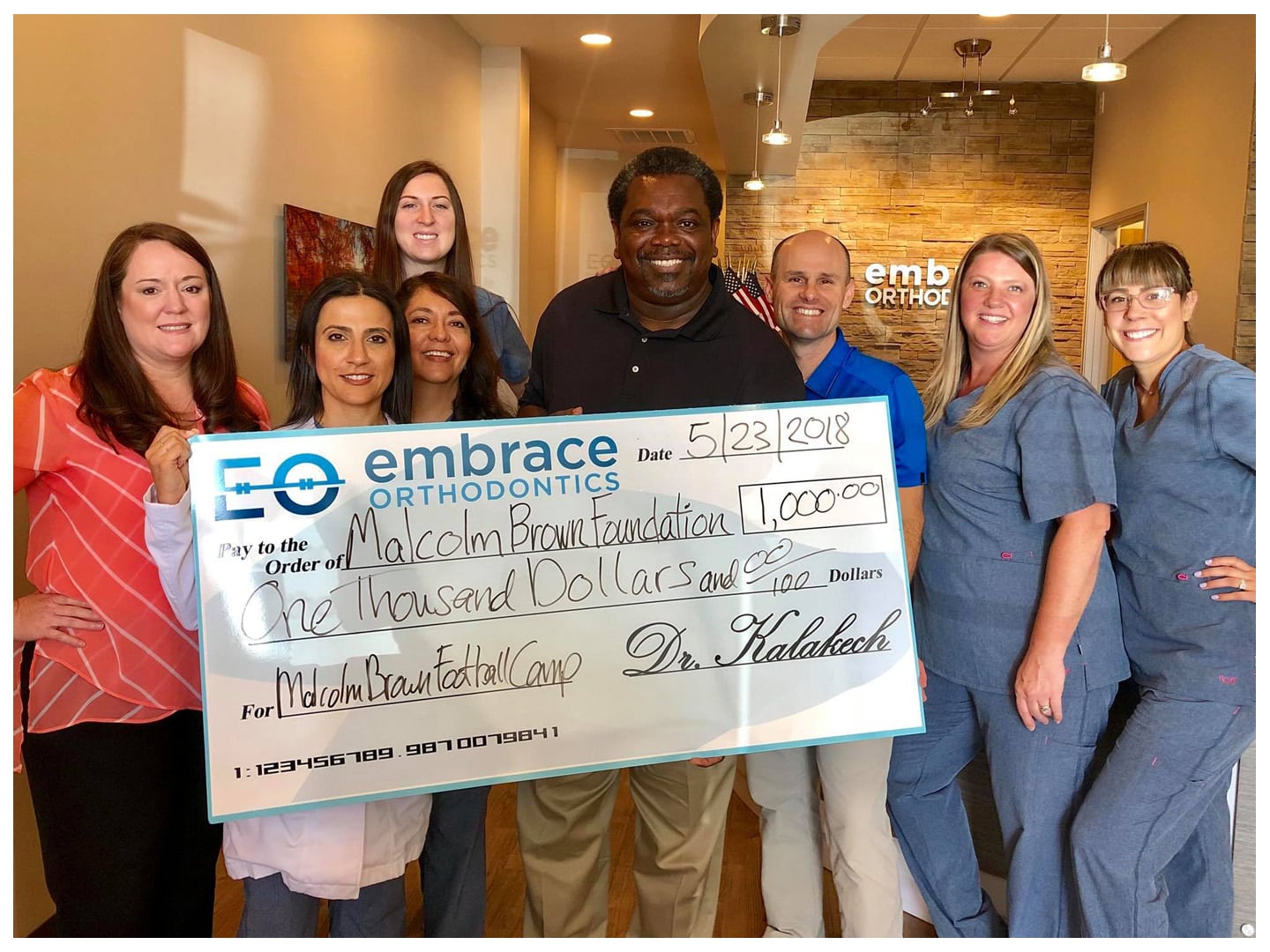 Embrace Orthodontics supporting Malcom Brown Foundation